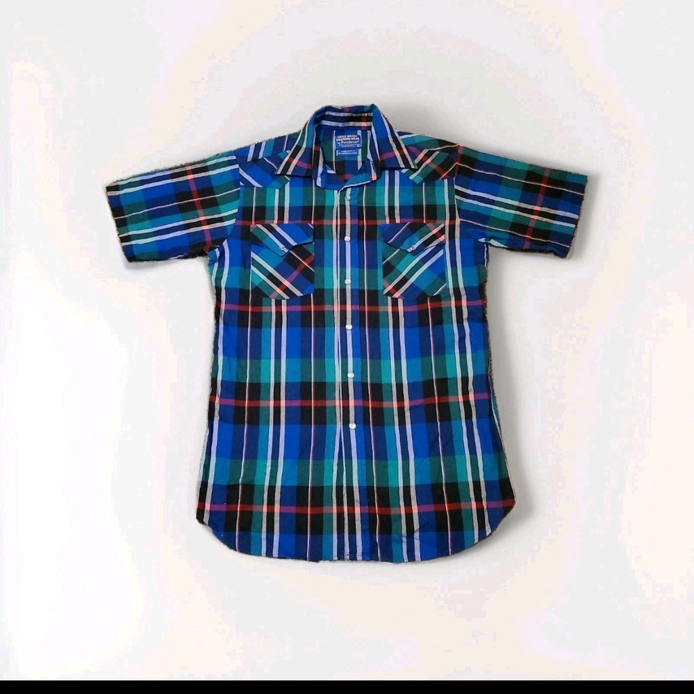 Vtg Pendleton Men's High Grade Western Wear Short Sleeve Snap Shirt Plaid USA M